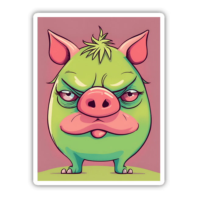 Adorable Angry Green Pig