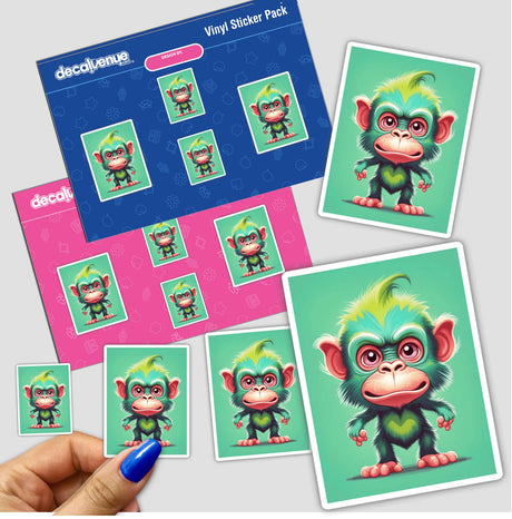 Adorable Angry Monkey - Colorful digital artwork featuring a cute yet angry cartoon monkey on sticker pack display