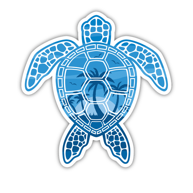 Tropical Island Sea Turtle Design in Blue
