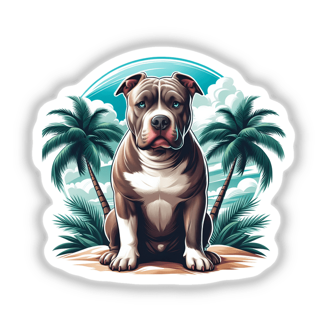 Pitbull Dog and Palm Trees