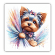 Watercolor Peeking Behind Curtain Yorkie