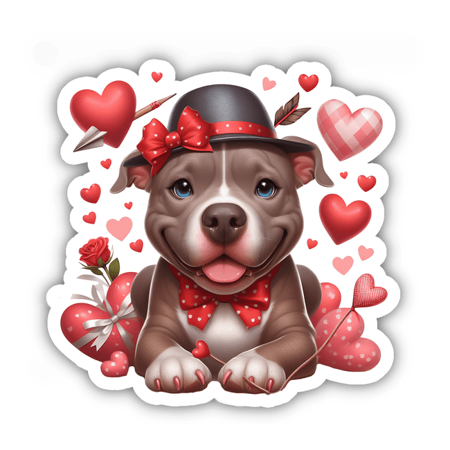 Cute Valentine Pitbull w/ Hat