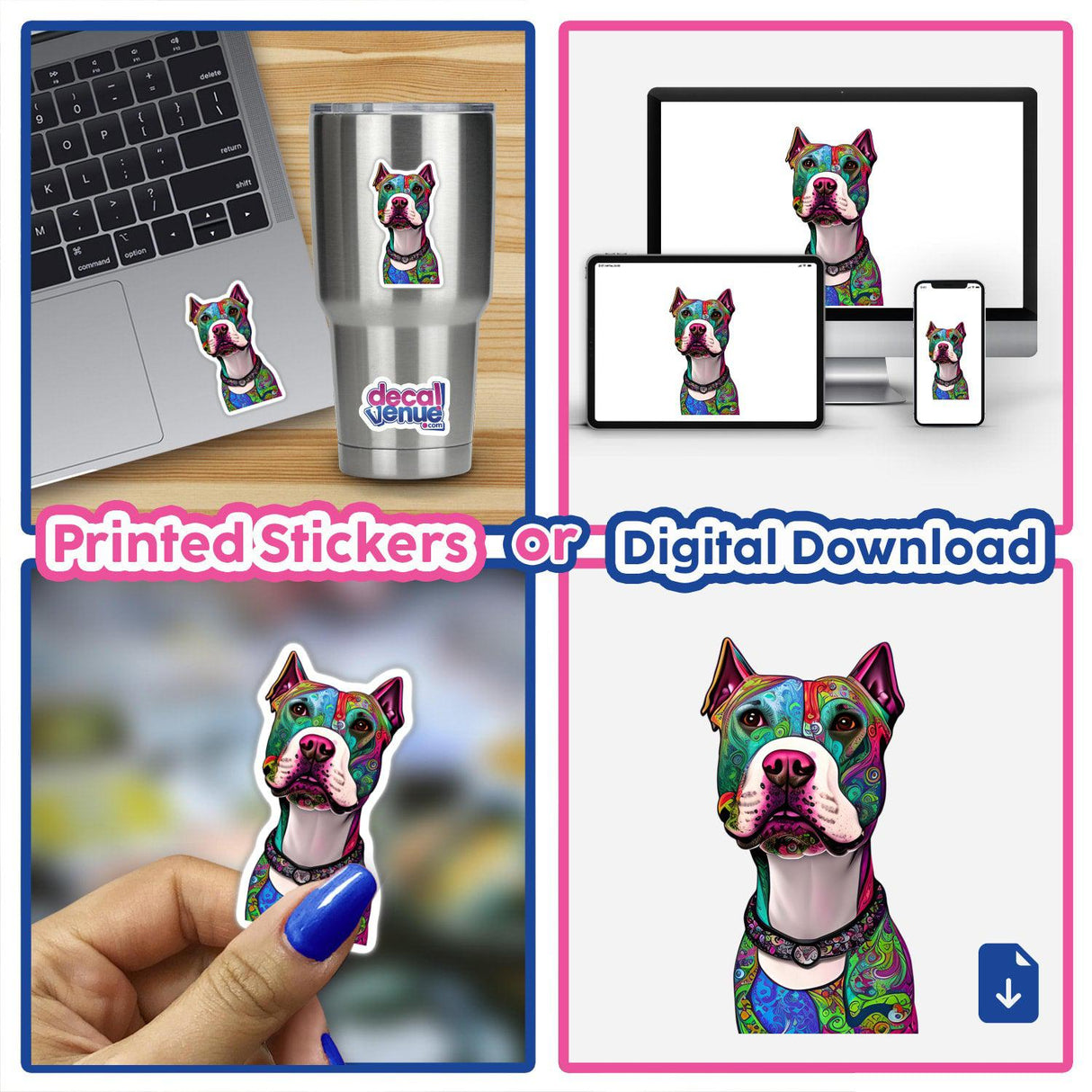 Colorful Sugar Skull Pitbull