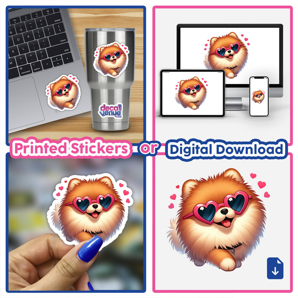 Pomeranian Fluff w/ Heart Sunglasses