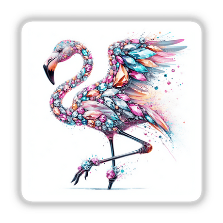 Jeweled Watercolor Flamingo Bird