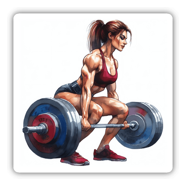 Watercolor Woman Weightlifter