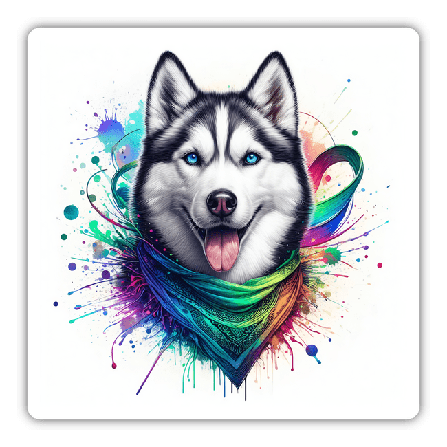 Iridescent Splatter Husky w/ Bandana