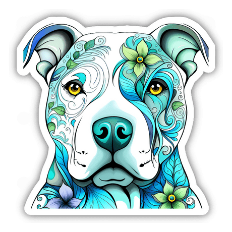 Floral Sugar Skull Pitbull Blues