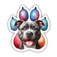 Happy Pitbull Face Pawprint