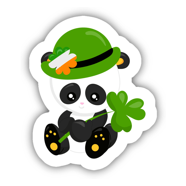 Cute St Patrick's Day Panda with Shamrock Sticker