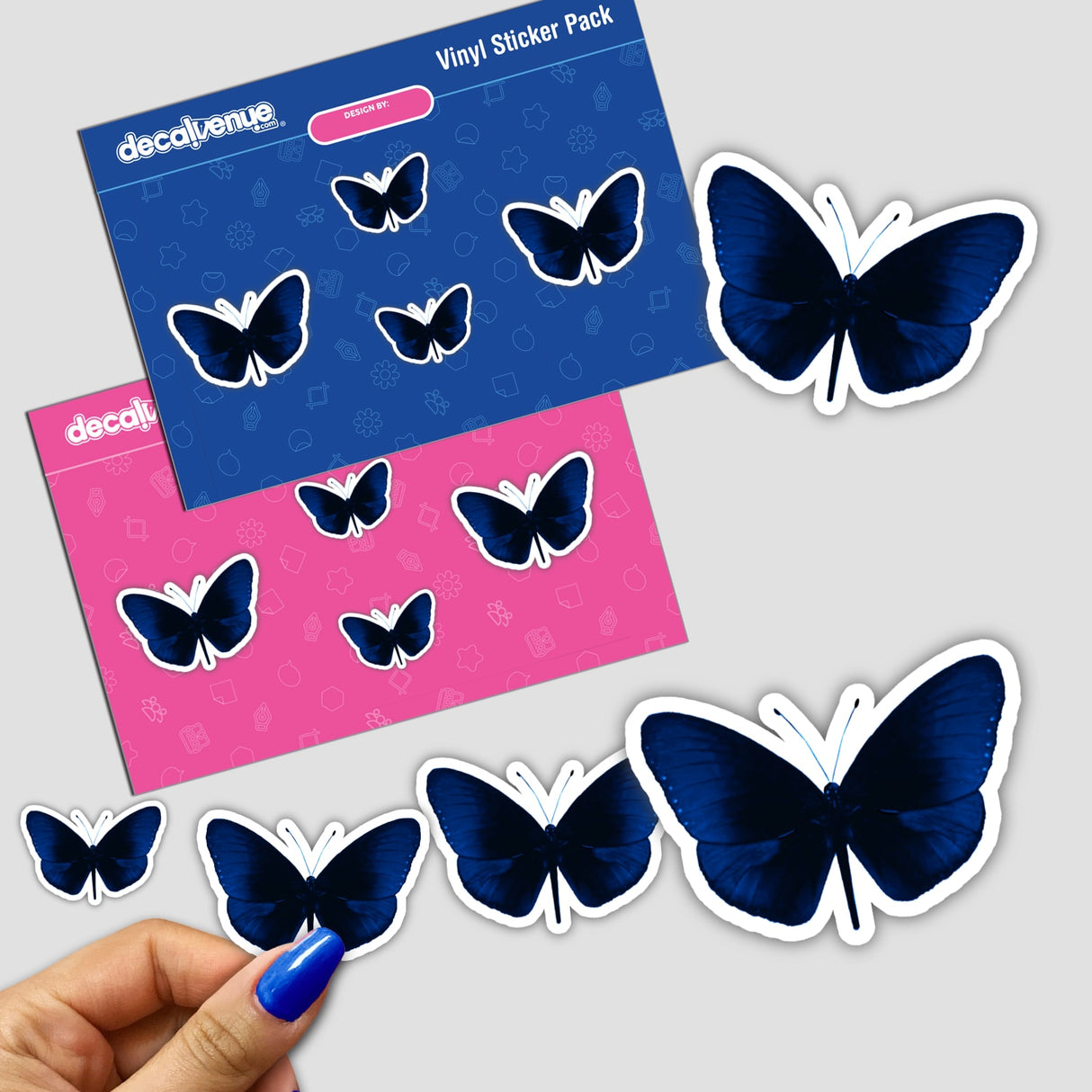Blue Black Butterfly sticker pack featuring detailed butterfly designs, perfect for decorating surfaces or as digital artwork.