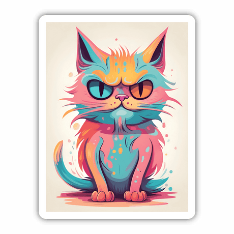 Colorful, Vibrant Angry Cat Digital Artwork