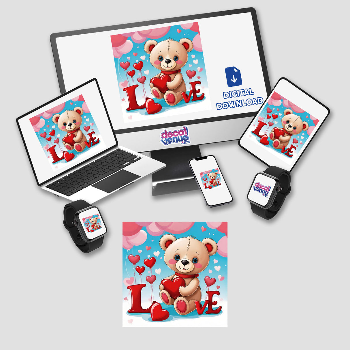 Teddy Bear Love Hearts