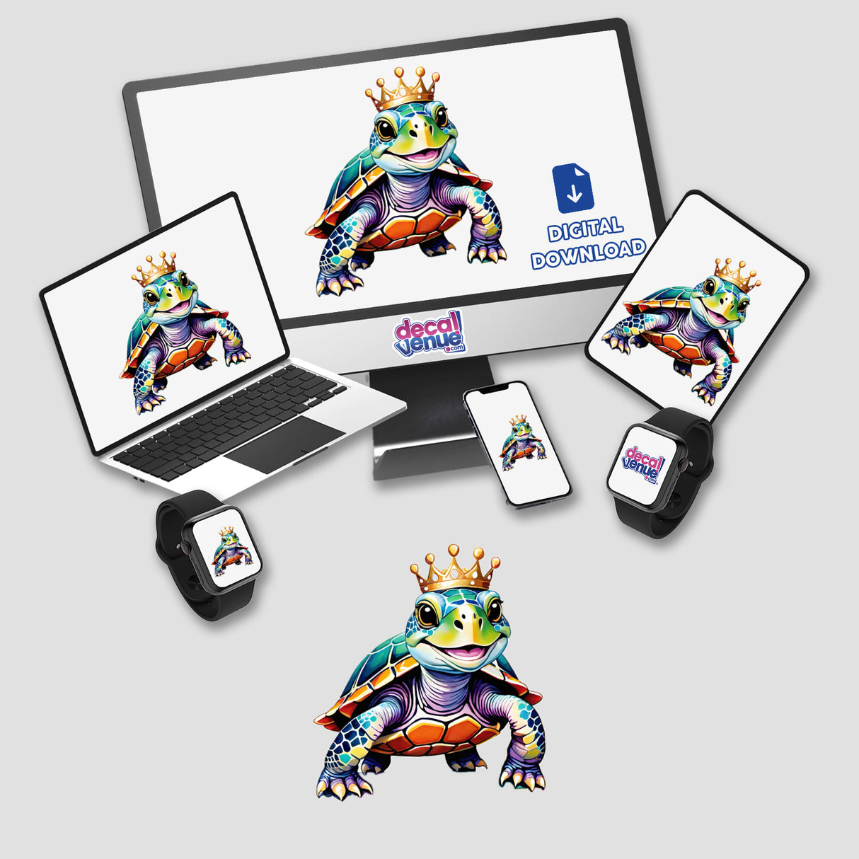 Watercolor Crowned Turtle II