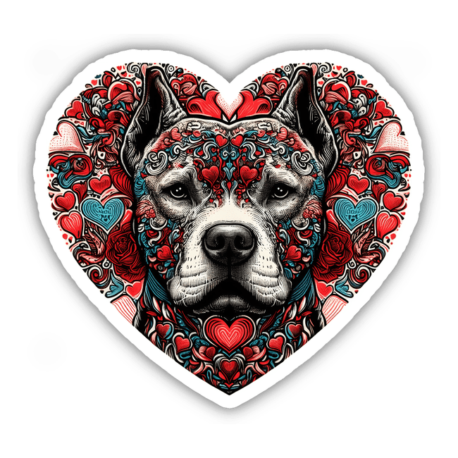 Crop Colorful Pitbull in Heart
