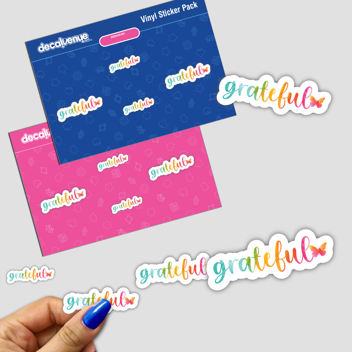Colorful Grateful Sticker with Butterfly