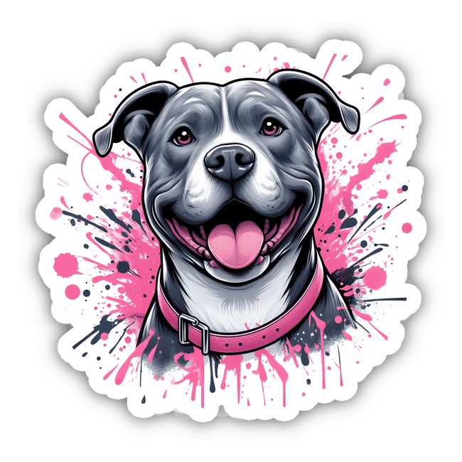 Pink Paint Splat Pitbull