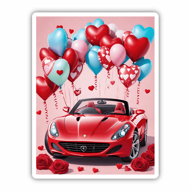 Red Sports Car Heart Balloons