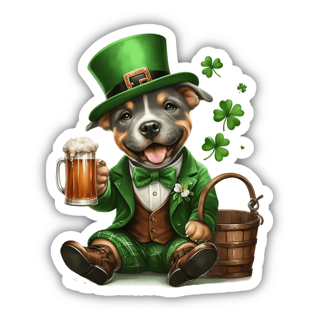 St Patricks Day Drinking Leprechaun Pitbull Pup