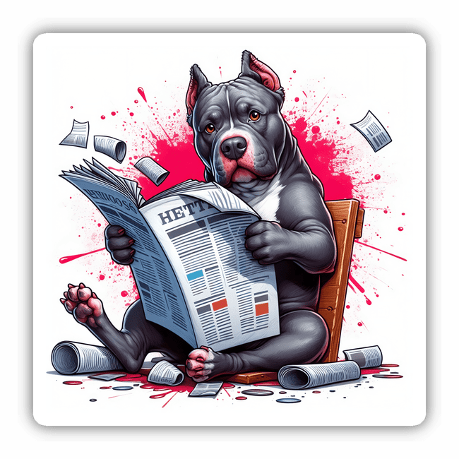 Pitbull Reading Newspaper