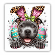 Gray Peeking Pitbull with Leopard Print Bunny Ears