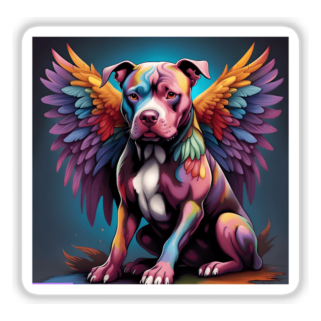 Colorful Pitbull Angel w/Background