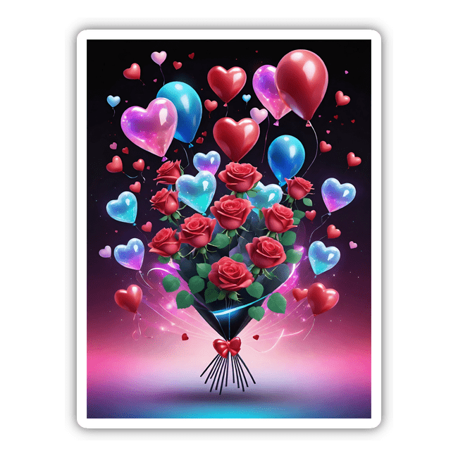 Roses and Heart Balloons Bouquet