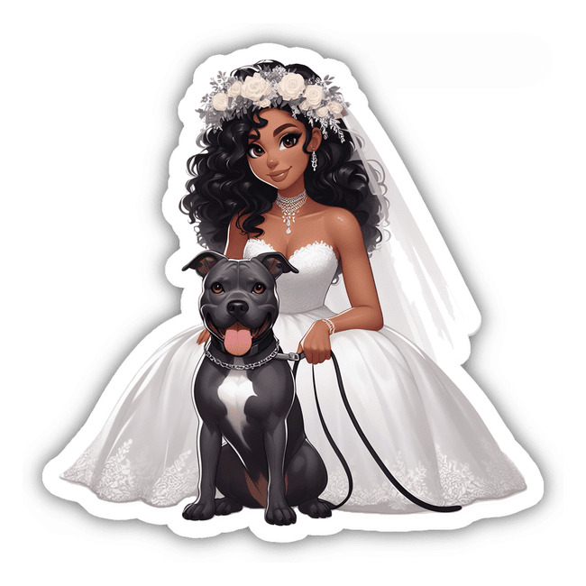 Portrait Style Bride and Pitbull