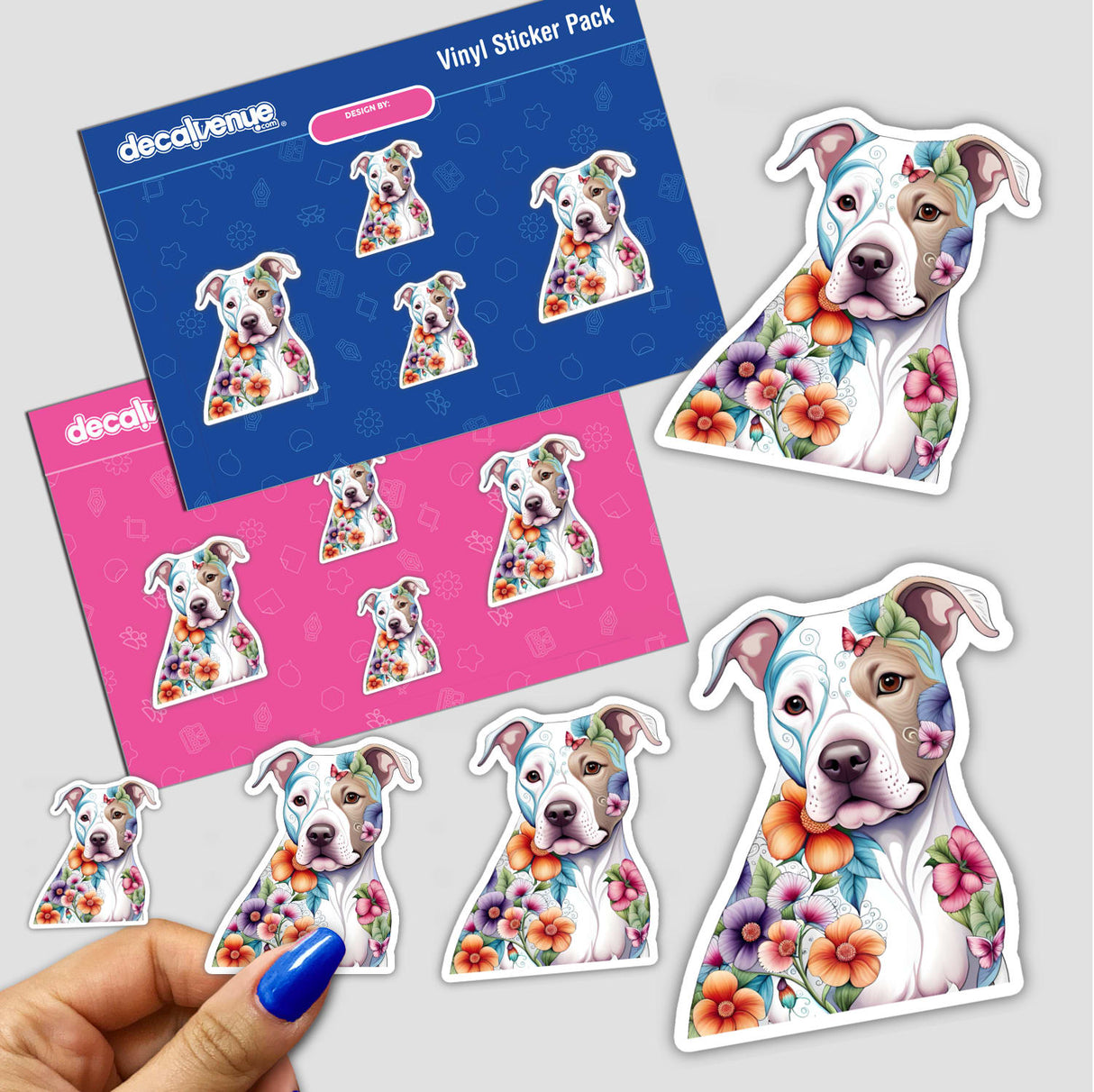 Butterfly and Floral Pitbull Portrait