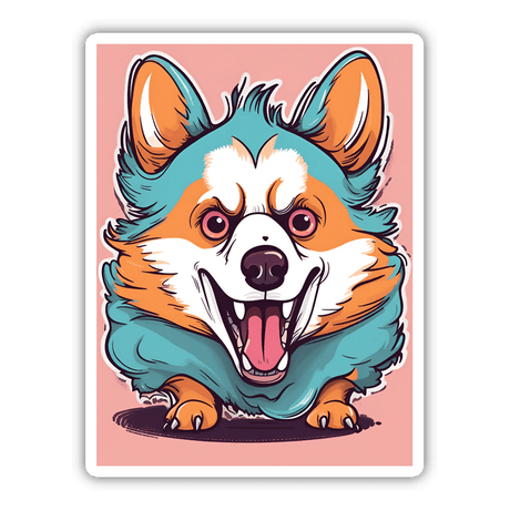 Playful Corgi Dog Cartoon Character - Vibrant digital artwork featuring an adorable, animated corgi dog with a lively, expressive expression and colorful, stylized details.