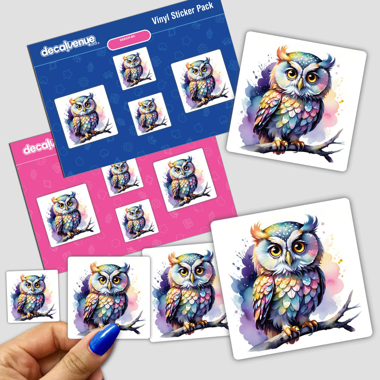 Owl on Branch w/ Splattered Pastels