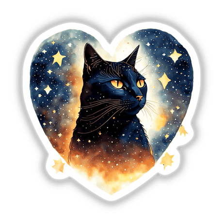 Black Cat in Heart with Stars