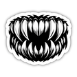 Fierce black and white digital illustration of sharp, jagged teeth forming a fearsome, savage-looking mouth or maw. The teeth are stylized and create an intense, powerful impression, making this digital artwork a striking and eye-catching design for stickers or other products.