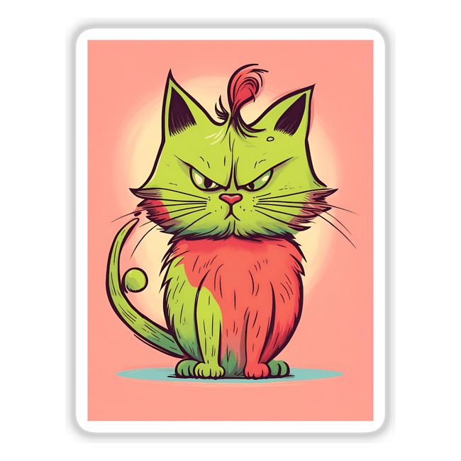 Adorable angry cat digital artwork on pink background