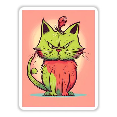 Adorable angry cat digital artwork on pink background