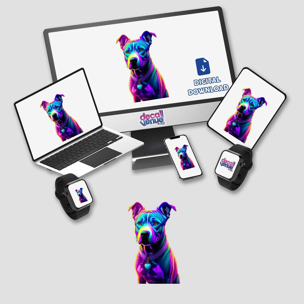 Colorful Neon Pitbull
