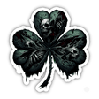 Gothic Shamrock Skulls St. Patrick's Day Sticker - Spooky digital artwork featuring a clover-shaped design with black and green skulls, creating a dark and edgy take on the traditional shamrock motif.