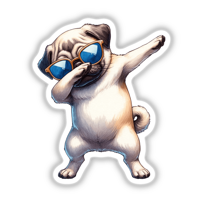 Dabbing Pug in Stylish Sunglasses - Playful Pug Digital Artwork for Stickers
