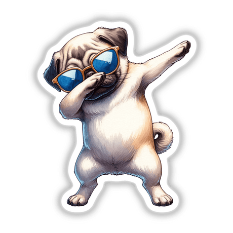 Dabbing Pug in Stylish Sunglasses - Playful Pug Digital Artwork for Stickers