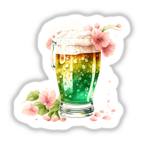 Green beer with flowers