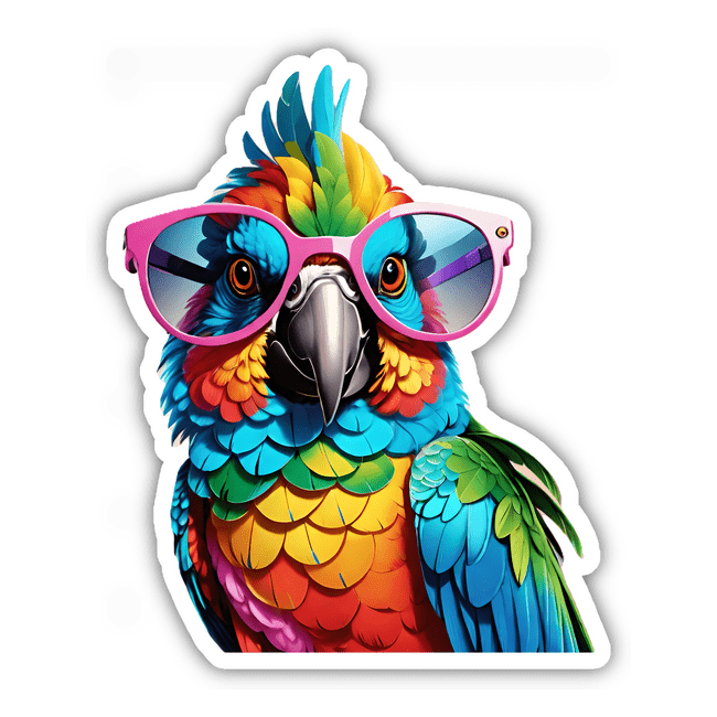 Tropical Parrot Wearing Sunglasses