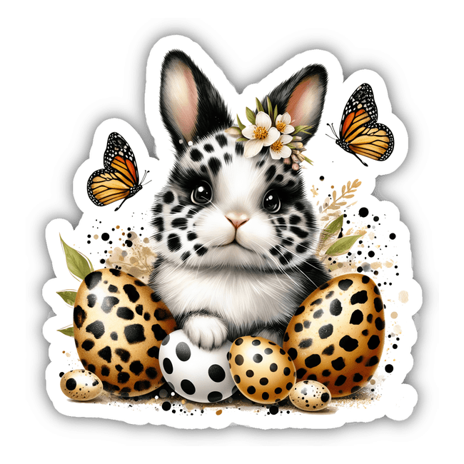 Leopard Easter Bunny with Eggs