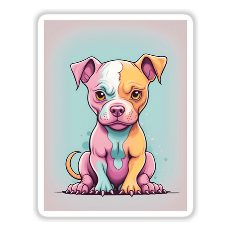 Colorful cartoon dog with adorable angry expression featured in the product image.
