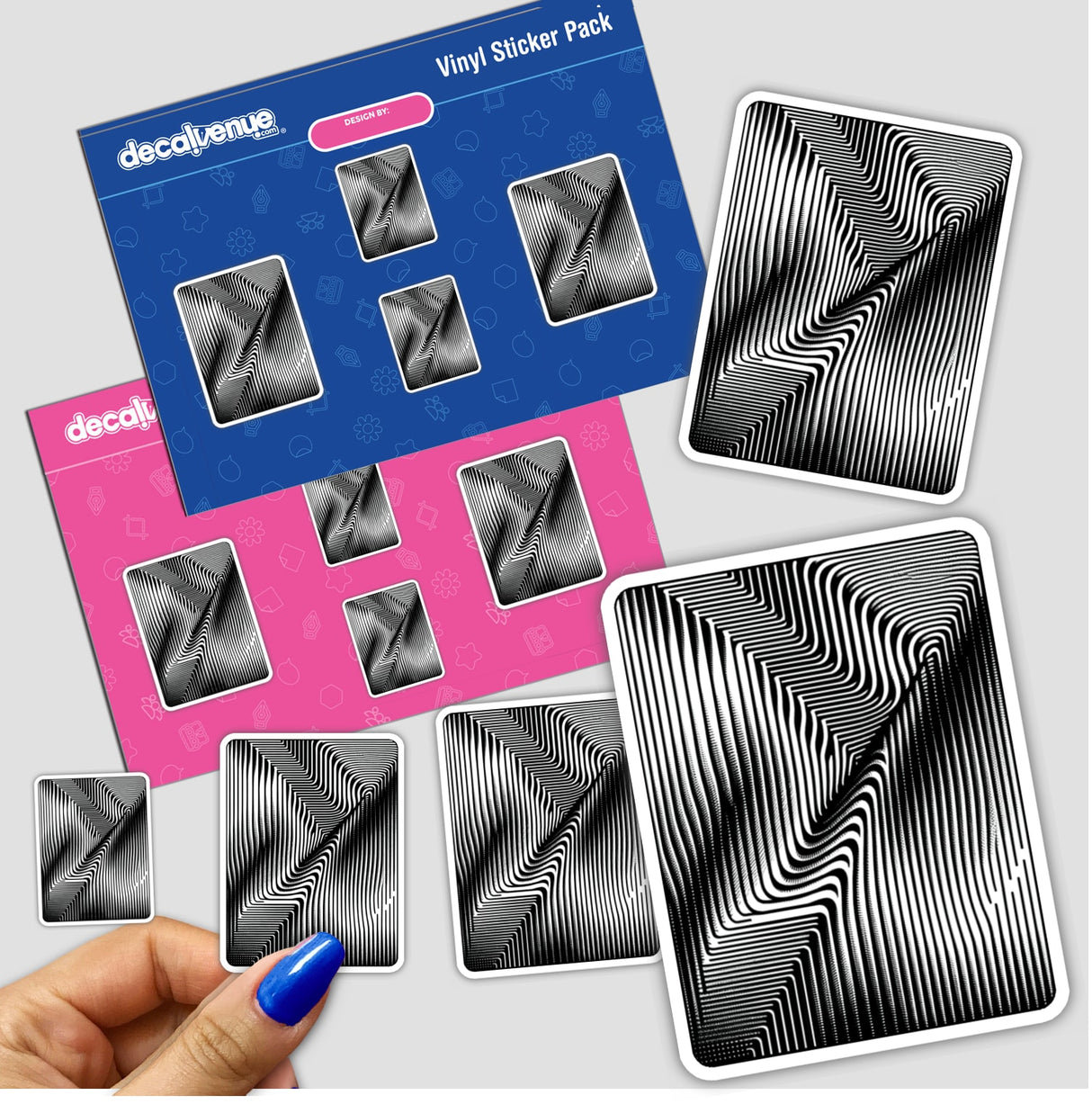 Rectangular Moiré Wave Optical Illusion Sticker