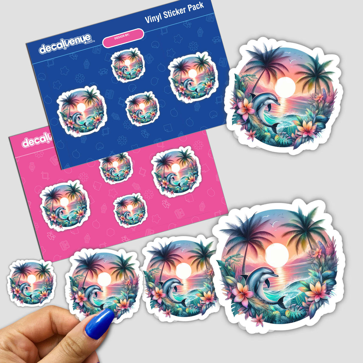 Tropical Beach Dolphin Scene
