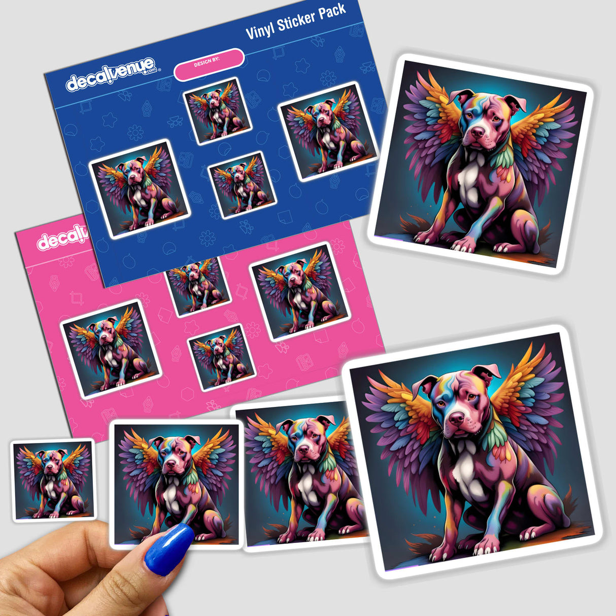 Colorful Pitbull Angel w/Background