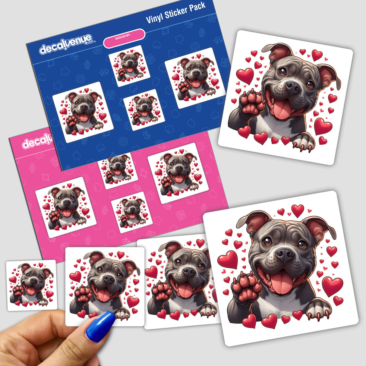 A Pitbull Hello w/ Heart Background