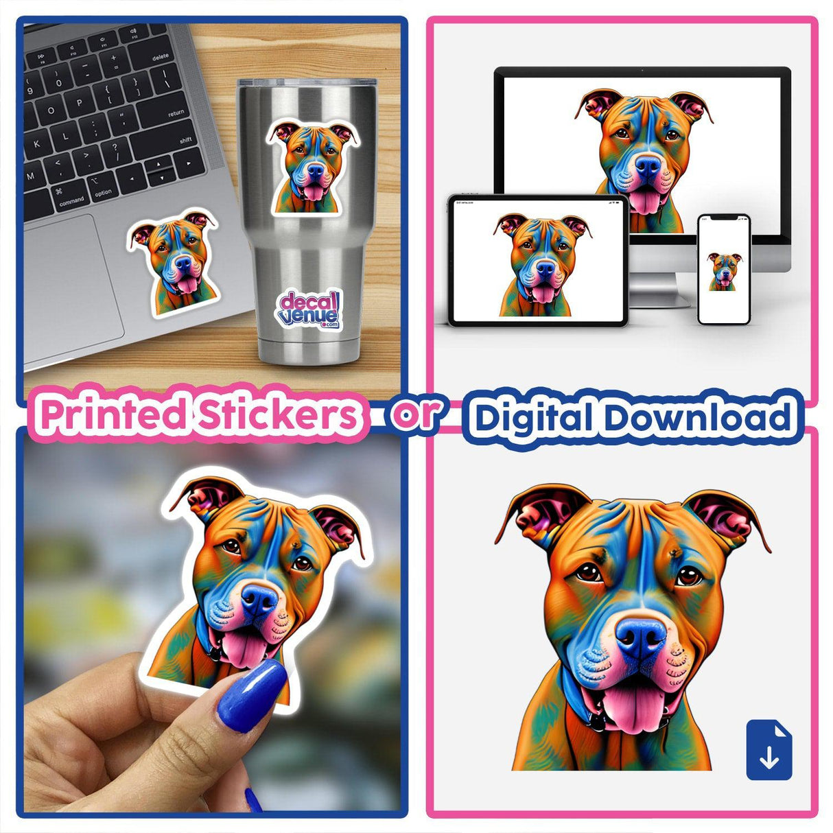 Colorful Happy Pitbull