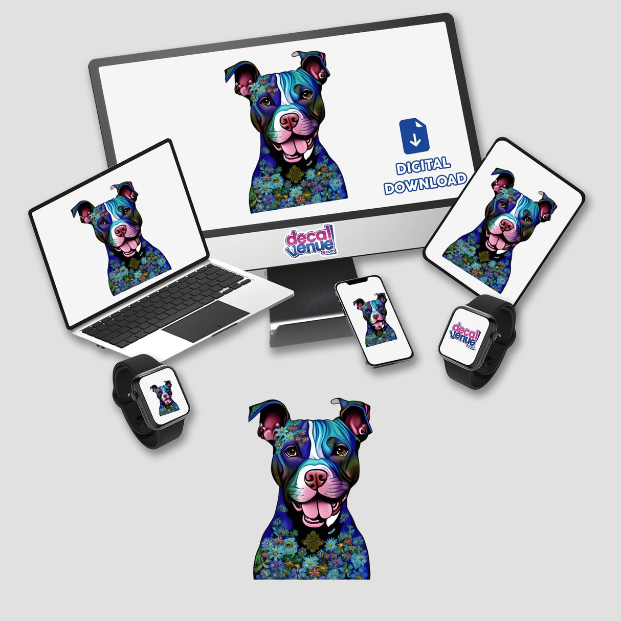 Blue Floral Pitbull