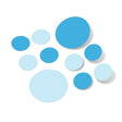 Baby blue and ice blue polka dot wall decals in various sizes.